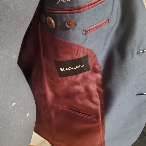 Bluelapel Mens Custom Blazer Blue/Gray Slim-fit 42R - Picture 4 of 11